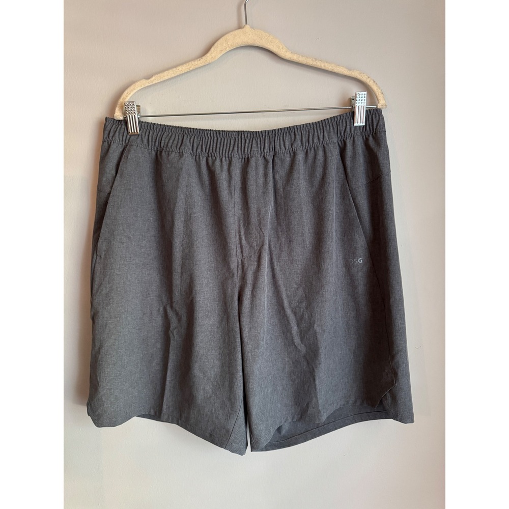 DSG Mens Athletic Training Shorts Heathered Gray Elastic Waist Size L
